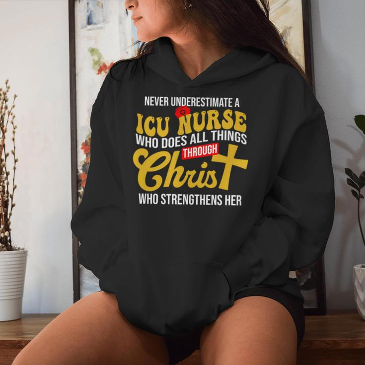 Never Underestimate A Icu Nurse Who Does All Things Women Hoodie Gifts for Her