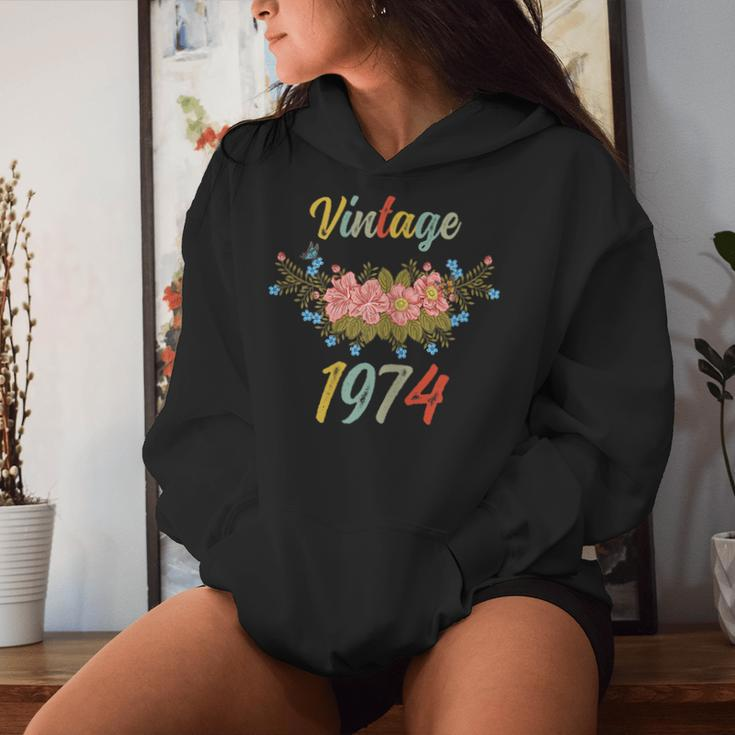 Vintage 1974 Floral 48Th Birthday Women Hoodie Gifts for Her