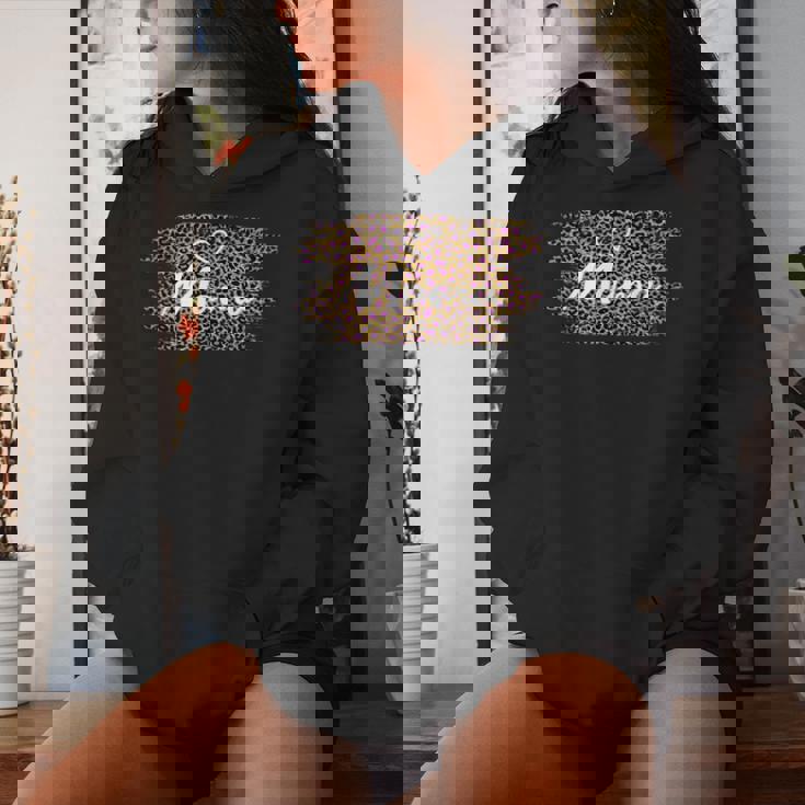 Vintage Rosa Leopardo Mama Gráfico Cheetha Amor Mama Corazón Sudadera con capucha para mujer Regalos para ella