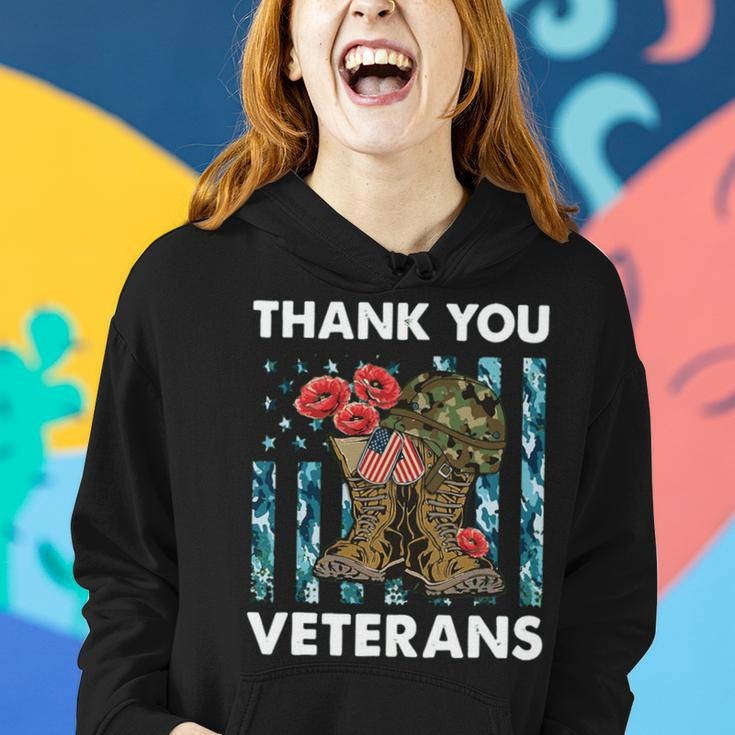 Vintage Thank You Veterans Combat Boots Flower Veteran Day Women Hoodie Gifts for Her