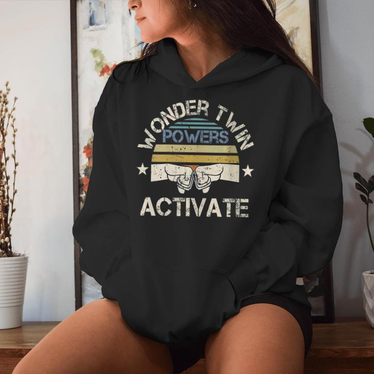 Vintage Wonder Twin Powers Activate Twins Brother Sister Women Hoodie Gifts for Her