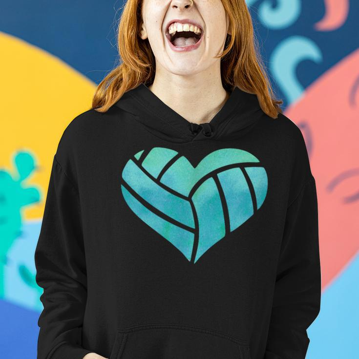 Volleyball Heart Teal Watercolor For A Girl Women Hoodie Gifts for Her