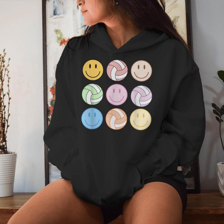 Volleyball Vibes Smile Face Hippie Volleyball Girls Women Hoodie Gifts for Her