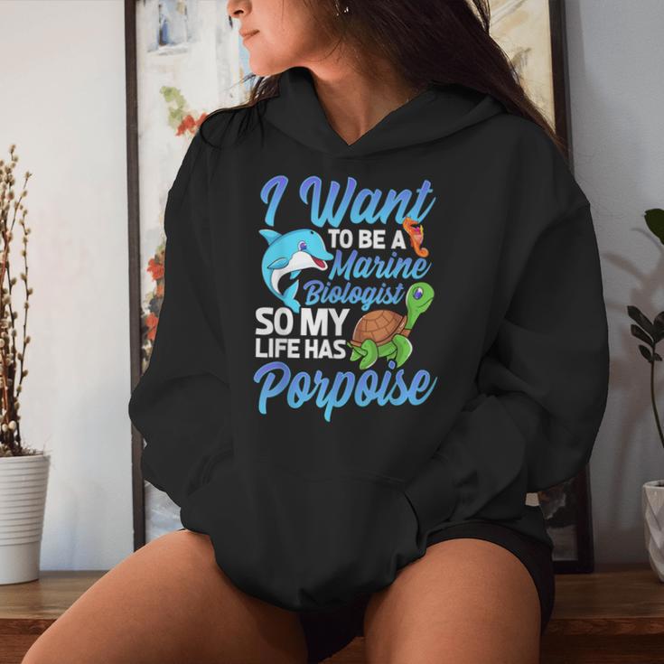 I Want To Be A Marine Biologist Pun Sea Turtle Lover Women Hoodie Gifts for Her