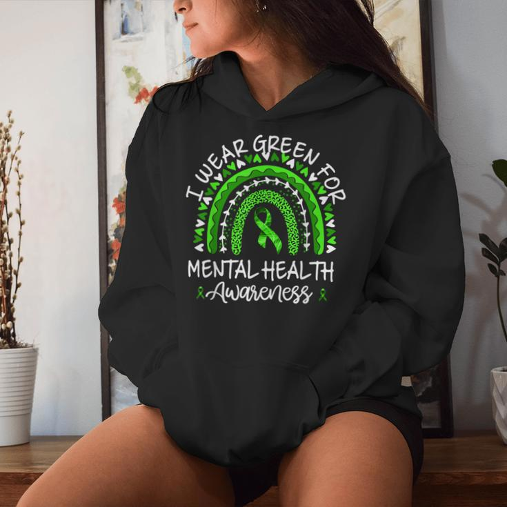 I Wear Green For Mental Health Awareness Month Rainbow Women Hoodie Gifts for Her
