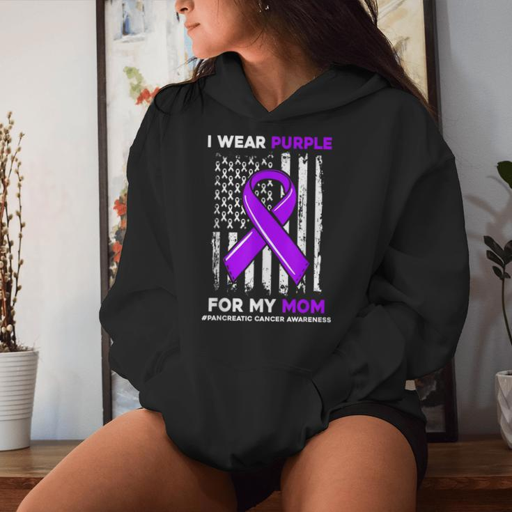 I Wear Purple For My Mom Mother Pancreatic Cancer Awareness Women Hoodie Gifts for Her