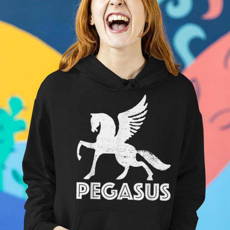 White PegasusDistressed Magic Unicorn Horse Galaxy Women Hoodie Gifts for Her