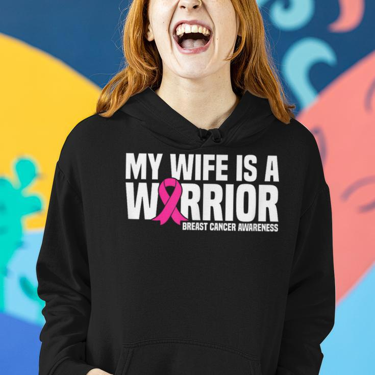 My Wife Is A Warrior Pink Ribbon Breast Cancer Awareness Women Hoodie Gifts for Her