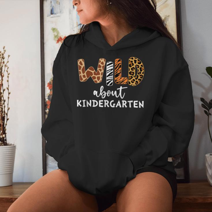 Wild About Kindergarten Teacher Students Back To School Women Hoodie Gifts for Her