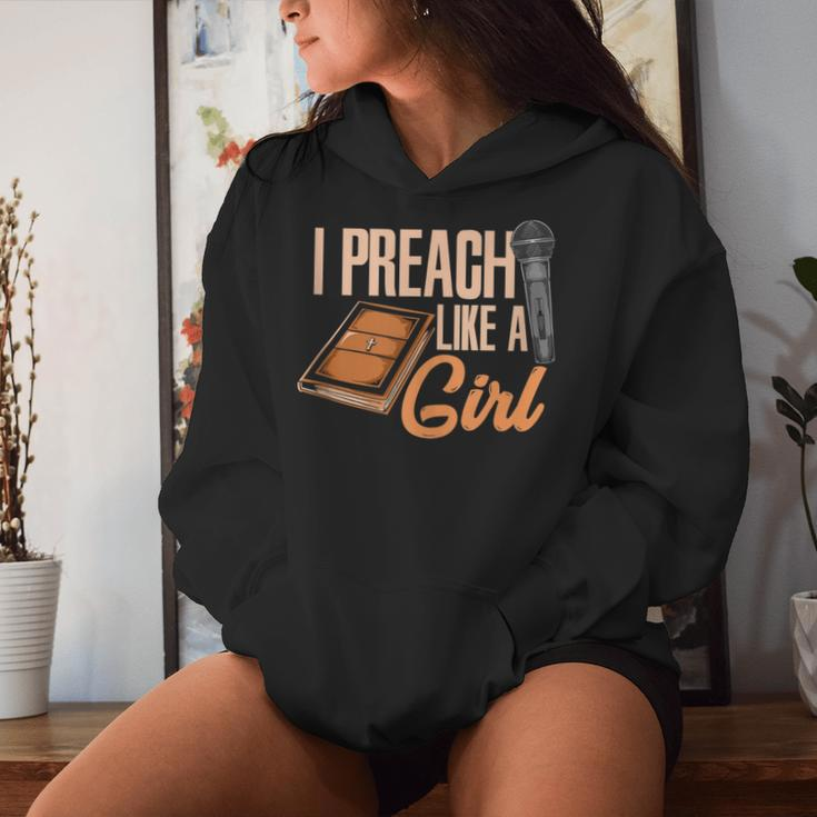 Woman Pastor Female Preacher I Preach Like A Girl Women Hoodie Gifts for Her