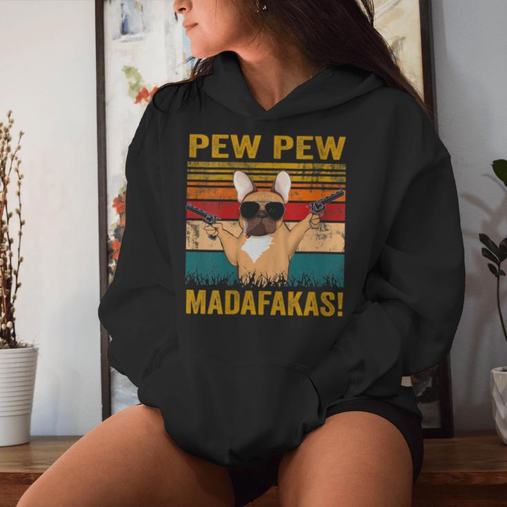 Women's Pew Pew Madafakas French Bulldog Dogs Dadintage Kapuzenpullover für Damen Geschenke für Sie