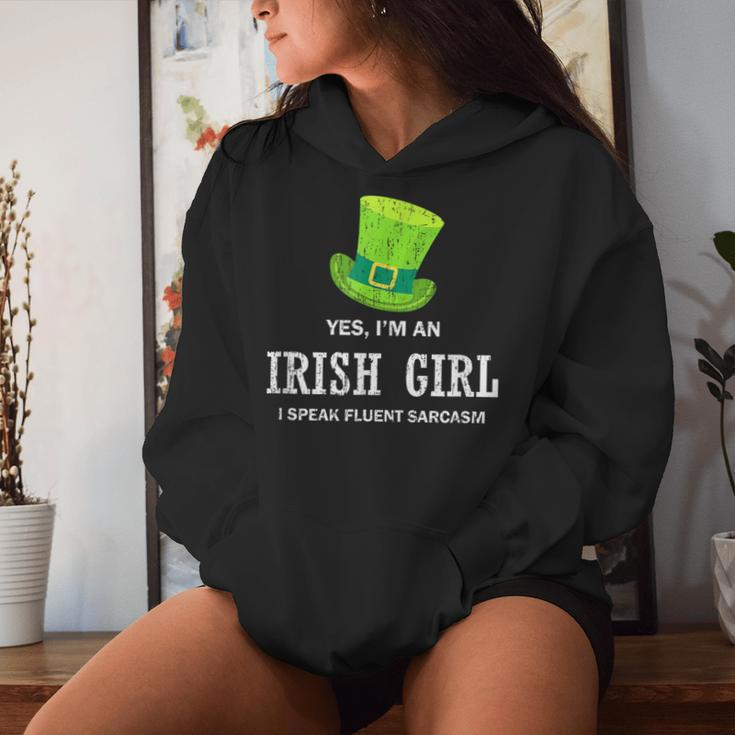 Yes I’M An Irish Girl I Speak Fluent Sarcasm St Patrick's Women Hoodie Gifts for Her