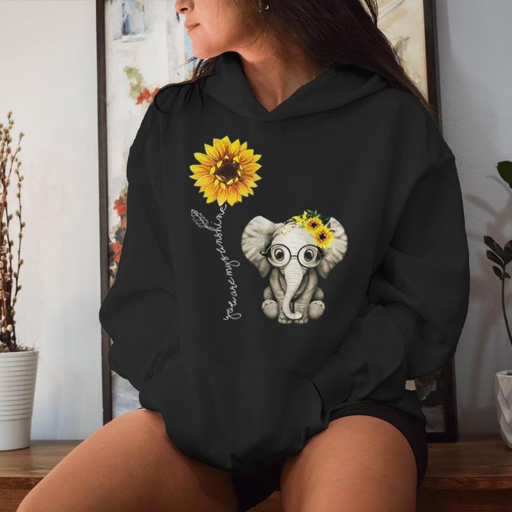 You-Are-My-Sunshine Elephant Sunflower Hippie Quote Song Women Hoodie Gifts for Her