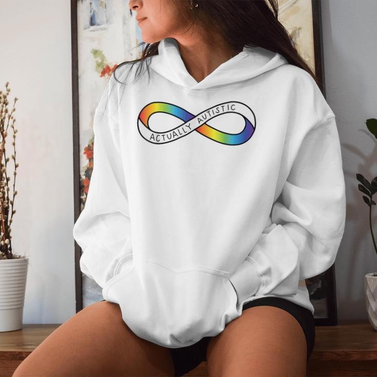Actually Autistic Rainbow Infinity Neurodiversity Pride 2 Women Hoodie Gifts for Her