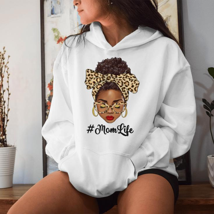 Afro Woman Messy Bun Black Mom Life Mother's Day Women Hoodie Gifts for Her