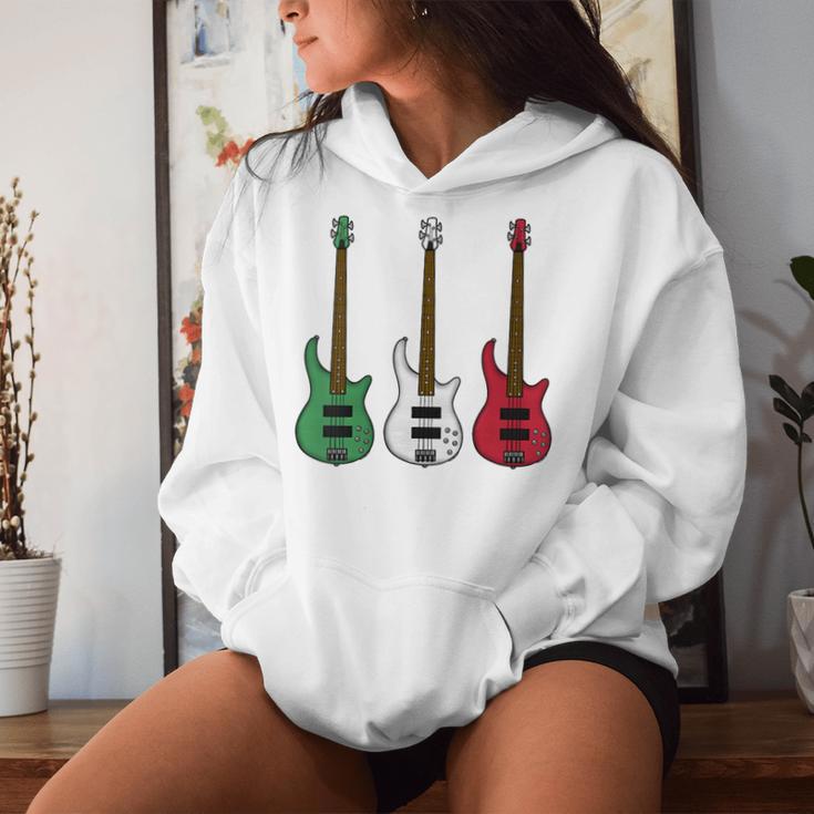 Bass Guitar Italian Flag Bassist Musician Italy Women Hoodie Gifts for Her