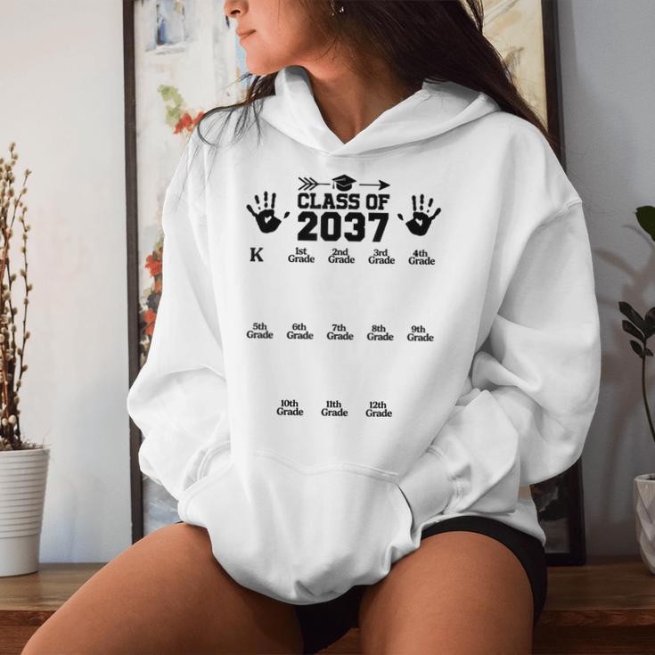 Class Of 2037 Grow With Me Handprint Pre-K 12Th Grade Women Hoodie Gifts for Her