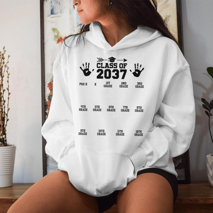 Class Of 2037 Grow With Me Handprint Pre-K 12Th Grade Women Hoodie Gifts for Her