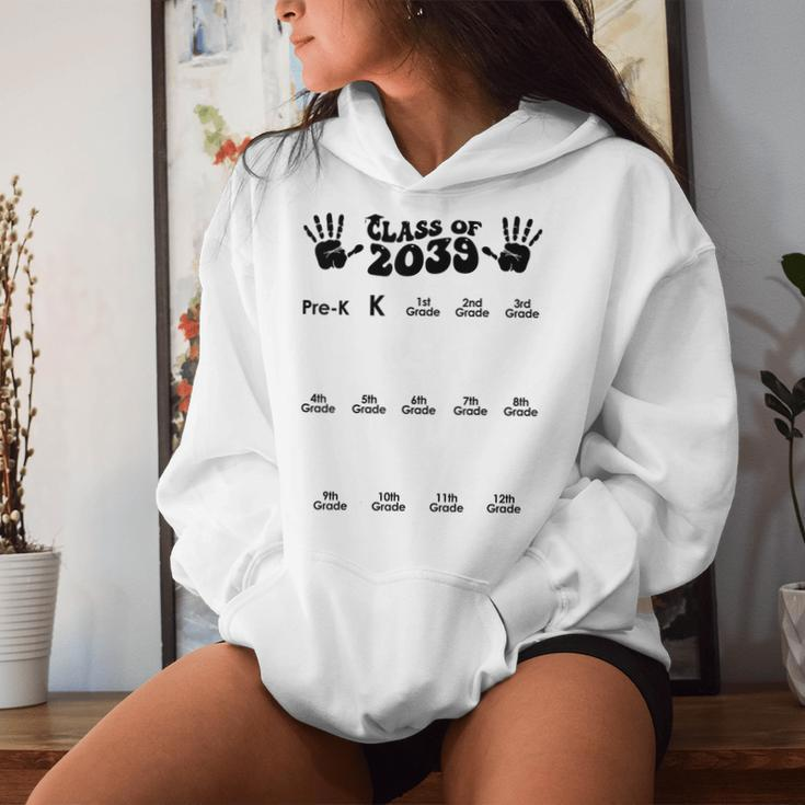 Class Of 2039 Grow With Me Handprint Pre-K 12Th Grade K-12 Women Hoodie Gifts for Her