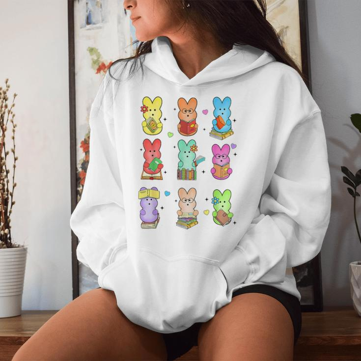 Cute Bunny Reading Teacher Easter Day Teaching Book Lovers Women Hoodie Gifts for Her