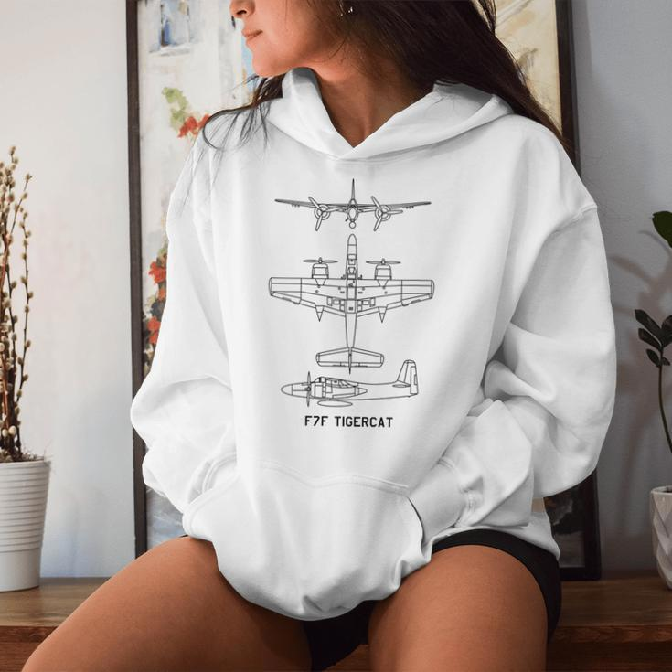 F7f Tigercat American Ww2 Fighter Aircraft Blueprints Women Hoodie Gifts for Her