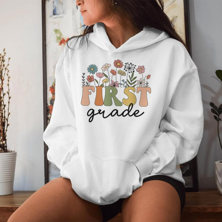 First Grade Teacher Wildflower Back To School Floral Outfits Women Hoodie Gifts for Her