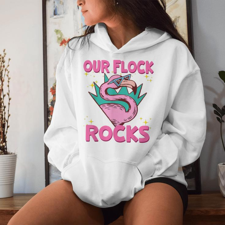 Our Flock Rocks Flamingo Matching Family Vacation Group Women Hoodie Gifts for Her