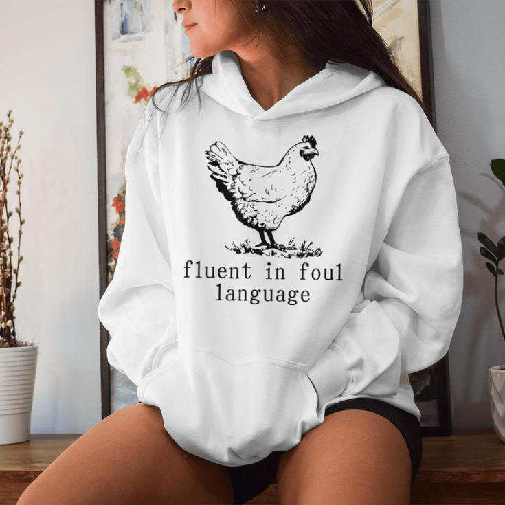 Fluent In Foul Language Chicken Farmer Chicken Lover Women Hoodie Gifts for Her