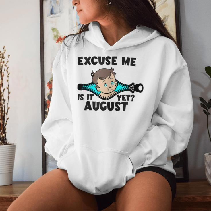 Is It August Yet Baby Boy Pregnancy Announcement Mom Women Hoodie Gifts for Her