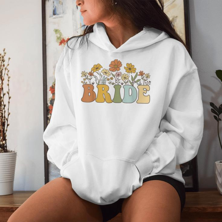 Bride Retro Groovy Bride Bachelorette Party Bridal Women Hoodie Gifts for Her
