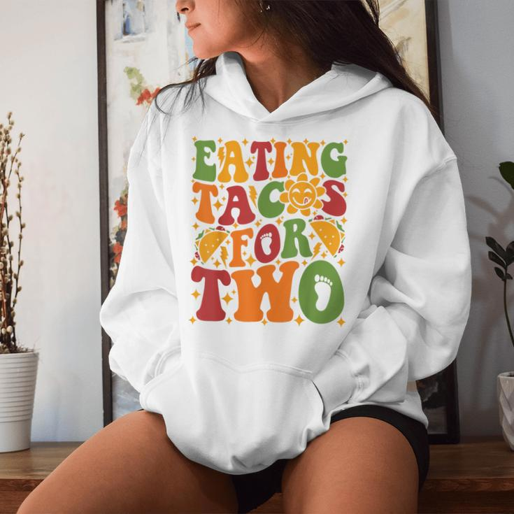 Groovy Pregnant Mom Pregnancy Eating Tacos For Two Women Hoodie Gifts for Her