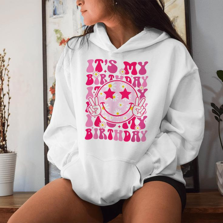 Groovy It's My Birthday Ns Girls Pink Smile Face Women Hoodie Gifts for Her