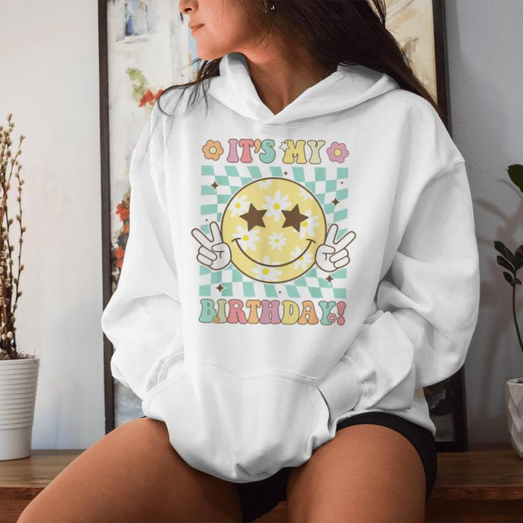 Groovy It's My Birthday Ns Girls Retro Smile Face Women Hoodie Gifts for Her