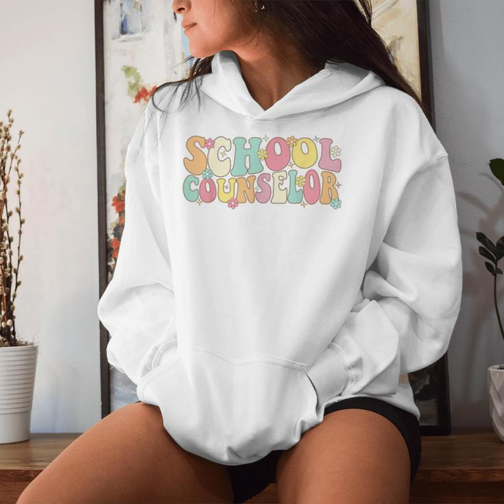 Groovy School Counselor Back To School Teacher Counseling Women Hoodie Gifts for Her
