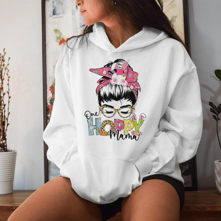 Happy Easter One Hoppy Mama Bunny Easter Messy Bun Women Women Hoodie Gifts for Her