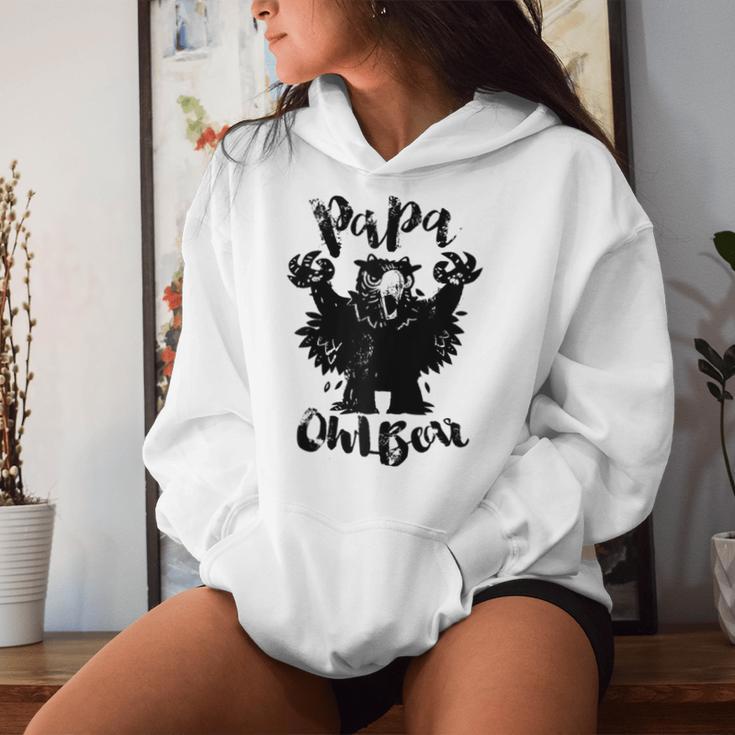 Herren Papa Owl Bear Fierceintage Monster Rollenspieler Für Herren Raglan Kapuzenpullover für Damen Geschenke für Sie