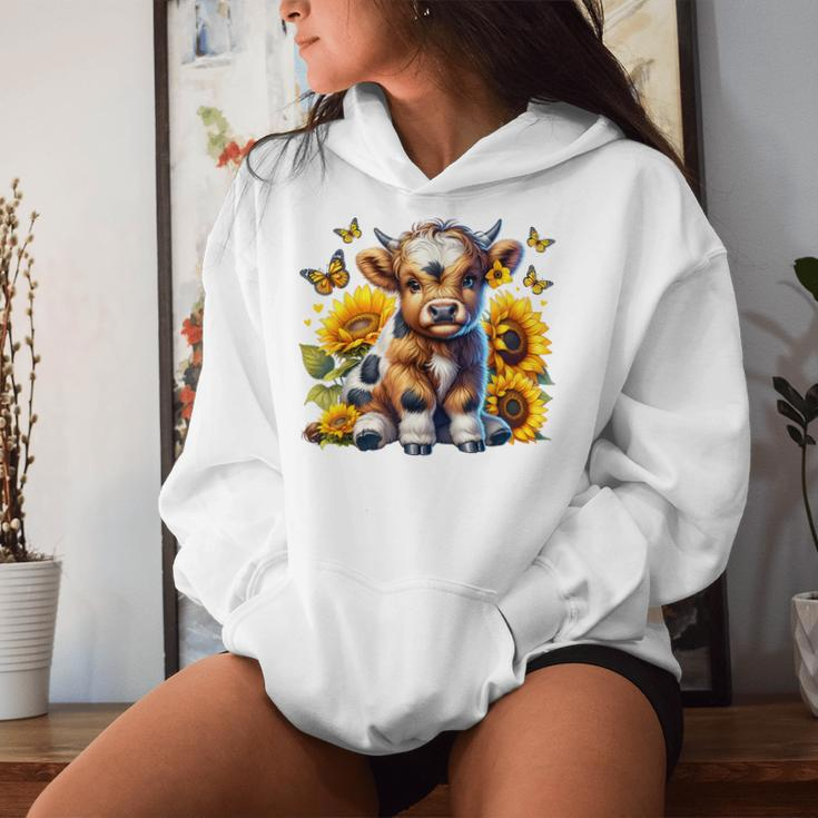 Highland Cow Sunflower Mother's Day Farmer Farming Women Hoodie Gifts for Her