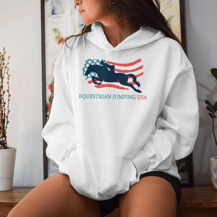Horse Rider Equestrian Jumping Usa Team Coach American Flag Women Hoodie Gifts for Her