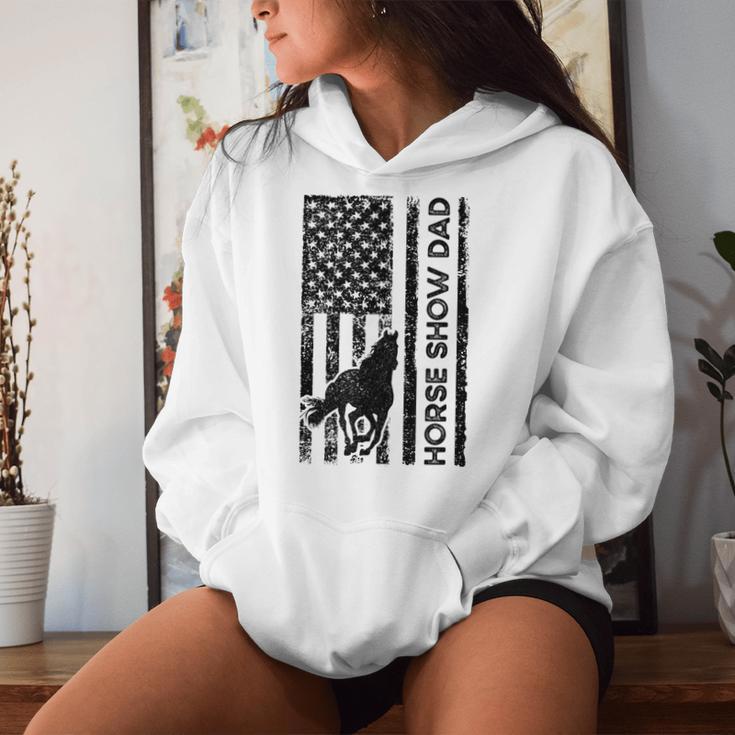 Horse Show Dad American Flag Equestrian Father Women Hoodie Gifts for Her