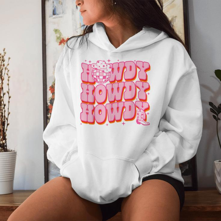 Howdy Southern Western Girl Country Rodeo Pink Disco Cowgirl Women Hoodie Gifts for Her