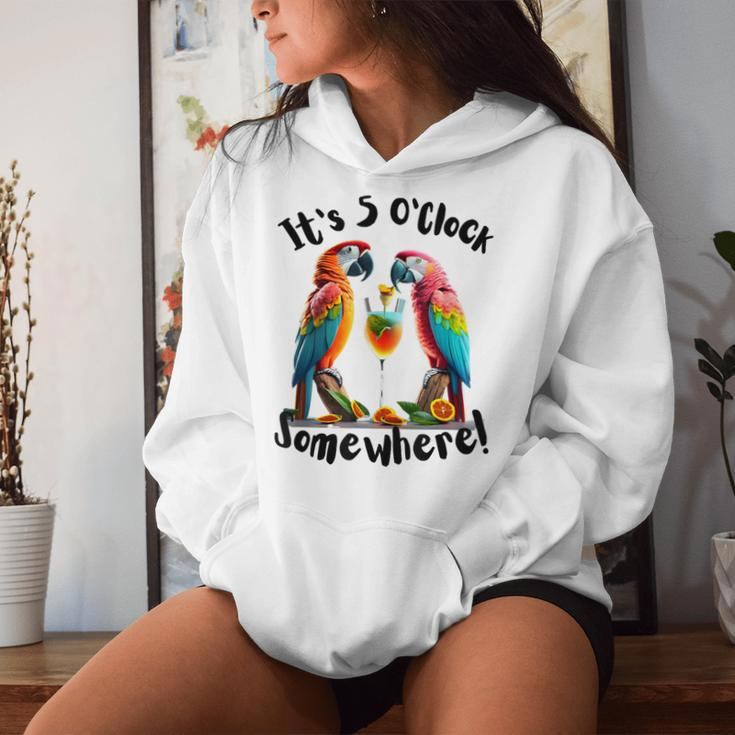 It's 5 O’Clock Somewhere Parrots Drinking Men Women Hoodie Gifts for Her