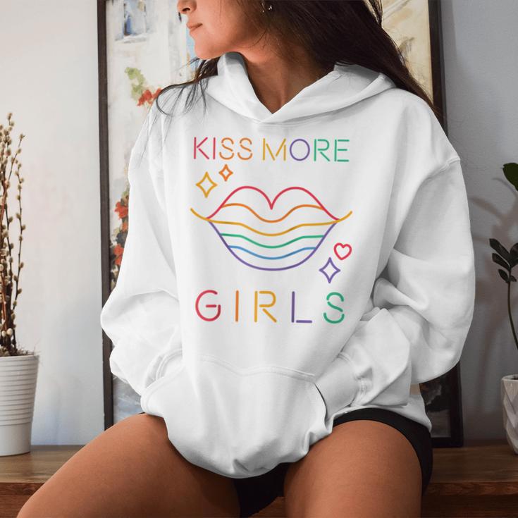 Kiss More Girls Lgbt Cute Lesbian Lips Pride Month Women Hoodie Gifts for Her