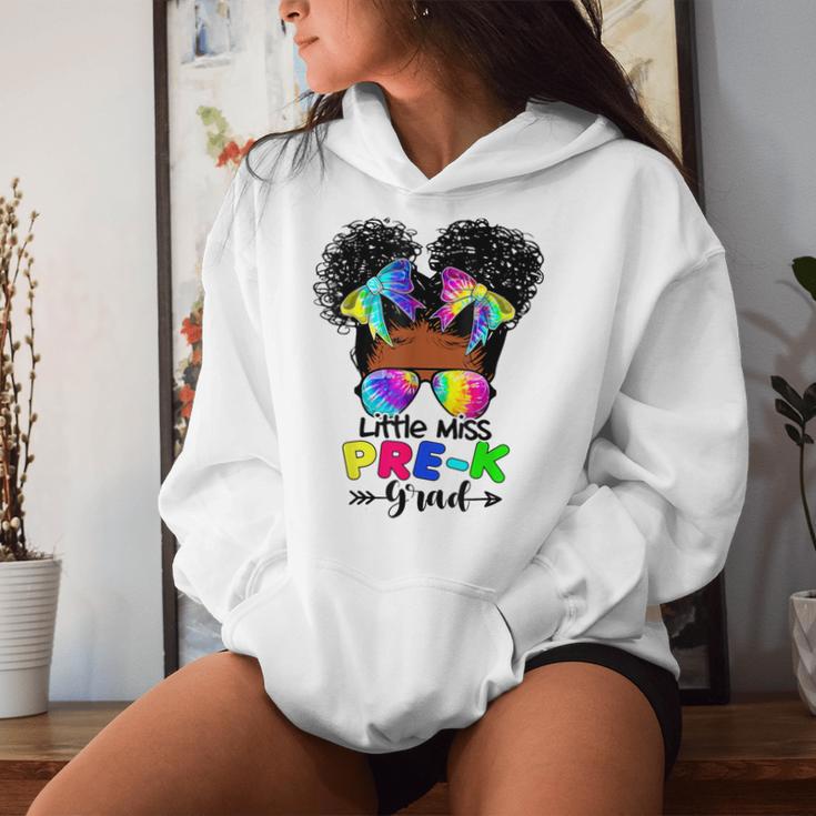 Little Miss Pre-K Grad Graduation Messy Bun Black Girls Women Hoodie Gifts for Her