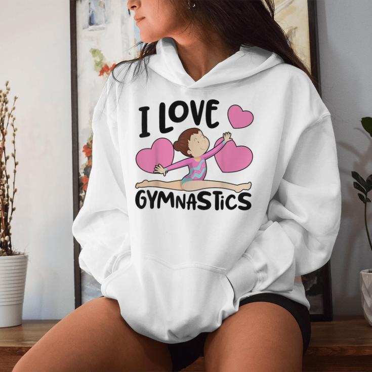 I Love Gymnastics Sports Gymnast Girls Cute Heart Women Hoodie Gifts for Her