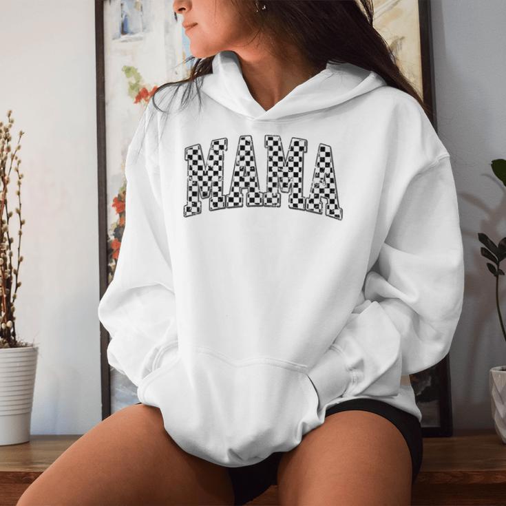 Lustig Kariert Mama Schwarz Weiß Frauen Raglan Kapuzenpullover für Damen Geschenke für Sie