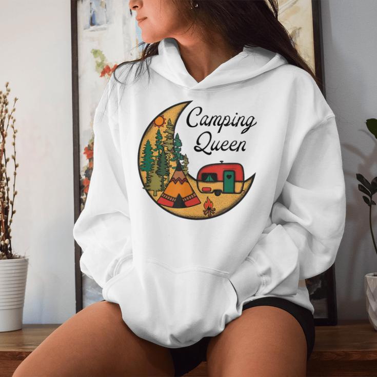 Mond Camping Queen Grafik Damen Outfit Für Camper Mama Kapuzenpullover für Damen Geschenke für Sie