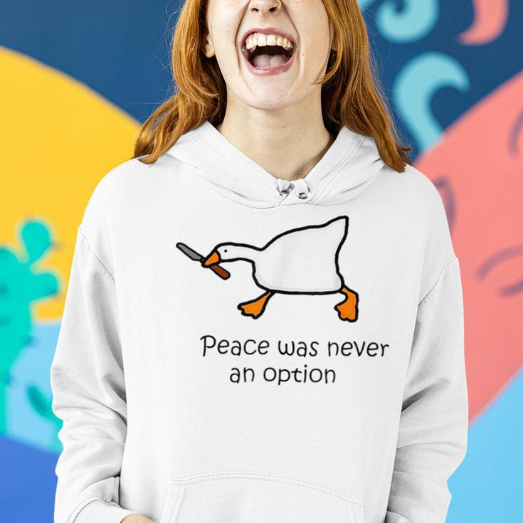 Murder Duck Peace Was Never An Option Duck With Knife Meme Women Hoodie Gifts for Her