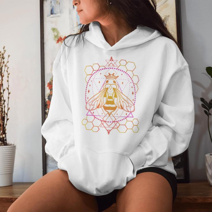 Queen Bumble Bee Geometric Rainbow Silhouette Honeycomb Women Hoodie Gifts for Her