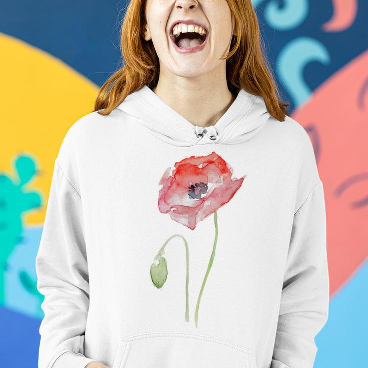Red Poppy Watercolor Floral Women Hoodie Gifts for Her