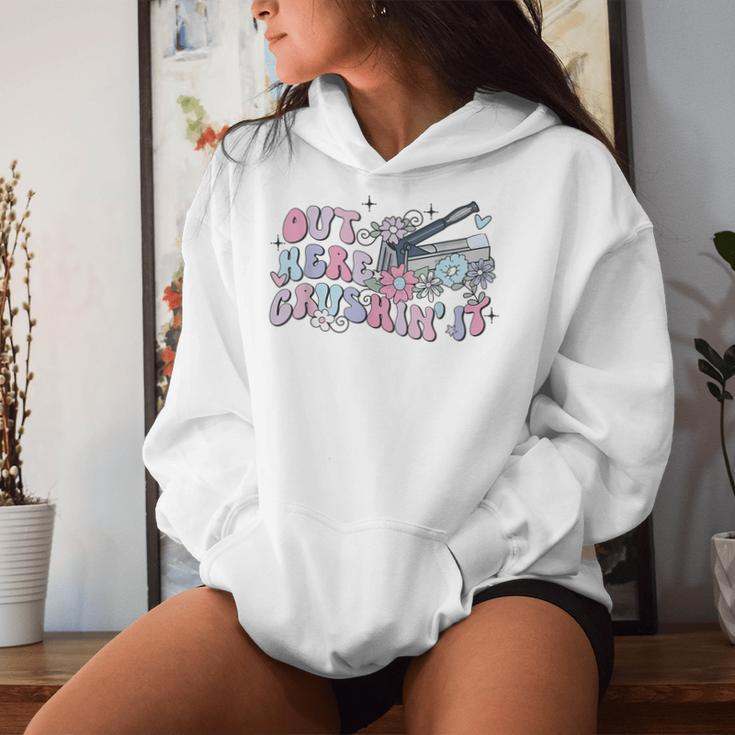 Retro Groovy Flower Medication Aide Out Here Crushin' It Lpn Women Hoodie Gifts for Her